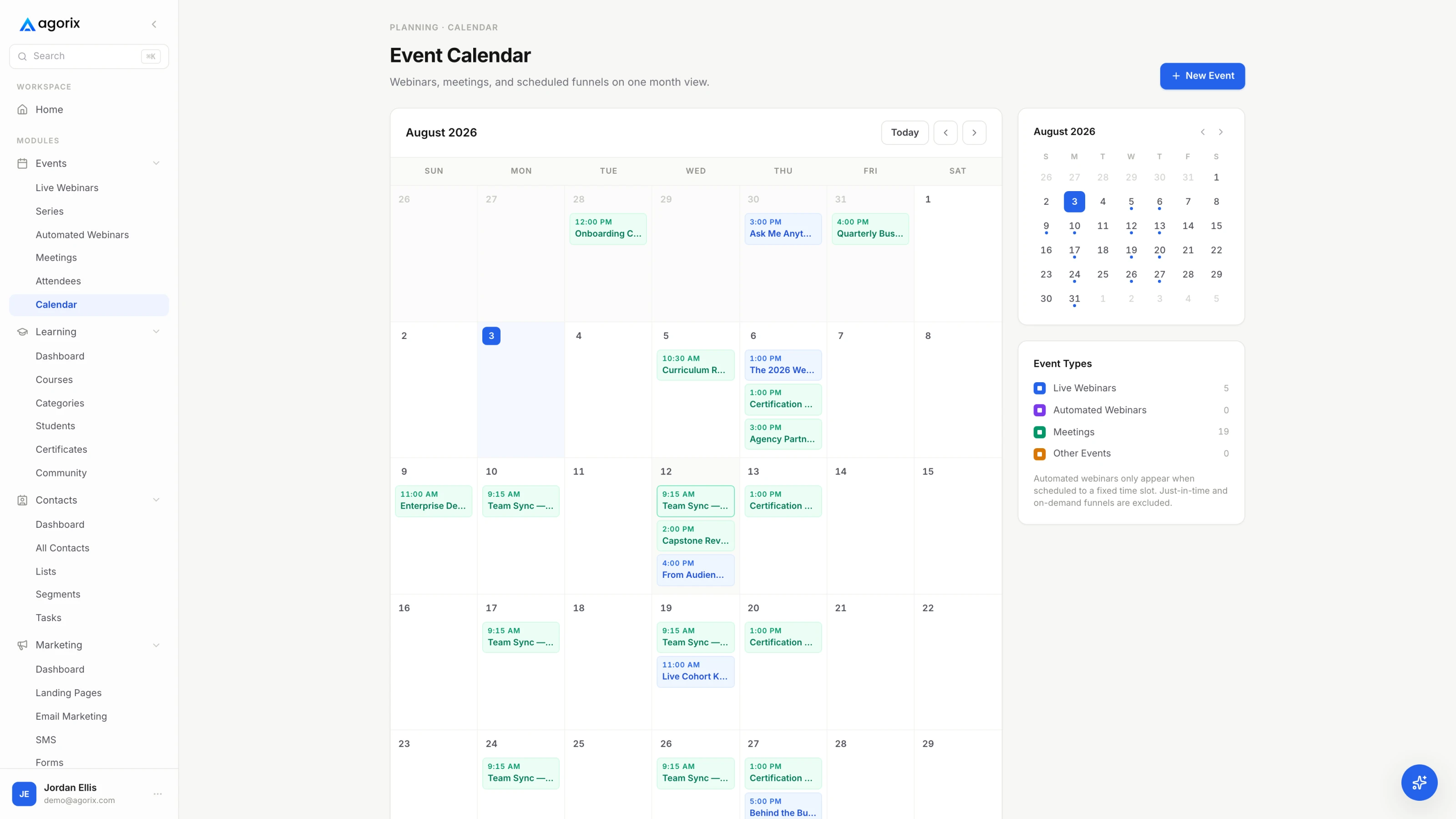 A recurring session shown in a working calendar alongside the rest of the week.